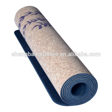 Eco friendly Heat Transfer Printing 5mm Cork Surface Rubber Backing Private Label Yoga Mat manufacturer